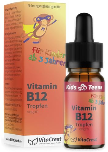 Vitamin B12 Tropfen für Kinder ab 3 Jahren - deutsches Produkt - ohne Alkohol & 100% vegan | Vitamin B Kinder Vitamine für Kleinkinder