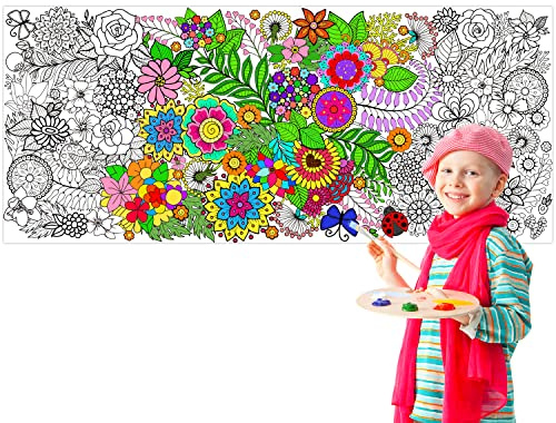 Dvbonike Jumbo Mandala Coloring Poster Giant Floral DIY Drawing Paper Craft