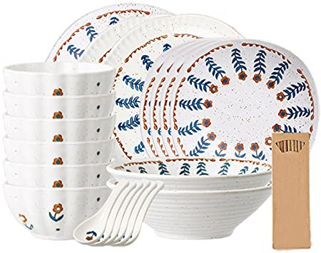 Set di stoviglie, set di 2 piatti in ceramica, piatti vintage in stile nordico da 8''/11'', servizio per insalata dessert antipasto bistecca
