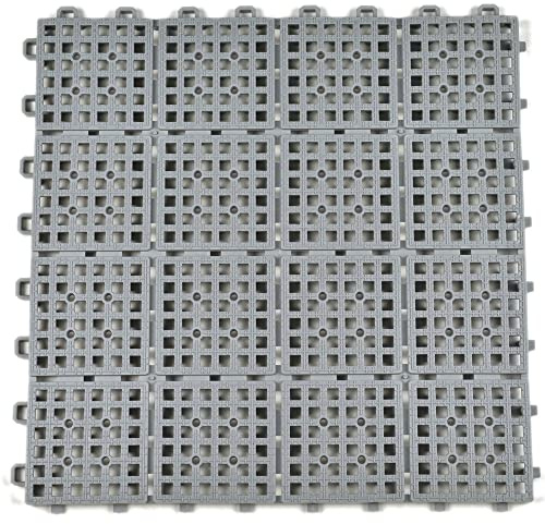 Greatmats Patio Outdoor Tiles 12 x 12 inch Deck Tiles 25 Pack (Gray)