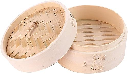 10–30 cm Premium-Dampfkorb aus Bio-Bambus von. Am besten for Dim Sum, Gemüse, Fleisch und Fisch. Handgefertigt (Color : 1+1, Size : 21cm/8.26inch)