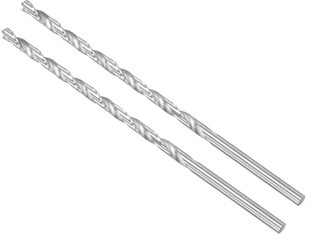 CoCud 2 Piezas Barrenas Helicoidales de Acero Diámetro de 8.5 mm Para Metal | de Alta Velocidad Extra Largas, y Longitud de 250 mm, Barrena Helicoidal Recta