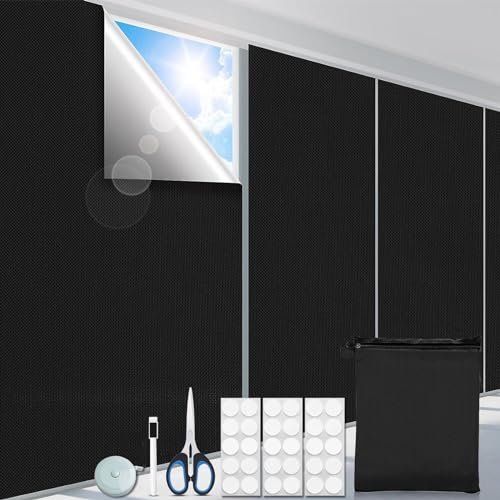 Tenda Oscurante Finestra,300 x 145 cm Tende Oscuranti per Interni con Ventosa Tenda Oscurante Portatile Isolanti Tende Termiche per Camera da letto, Asilo nido, Soppalco, Viaggi,Nessuna Perforazione