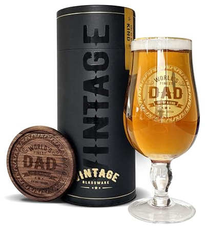 Vintage Glassware Lerali - Bicchiere da birra con scritta Dad, 580 ml, regalo di compleanno o di Natale