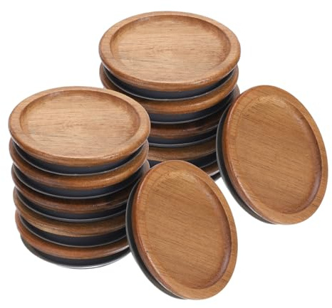 sourcing map 24pcs Regular Mouth Mason Jar Lids, 70mm Wooden Canning Lids with Airtight Silicone Seal for Ball, Jars, Coffee