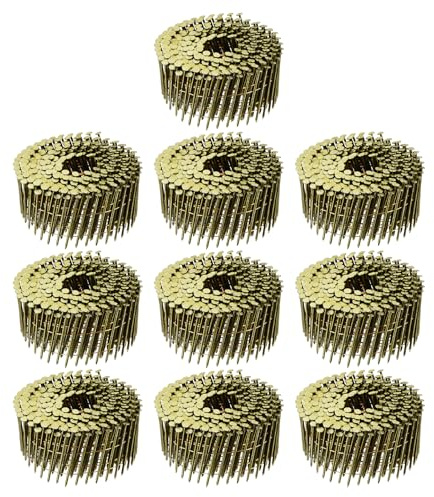 uxcell 3000 Count Siding Nails 2 x 0.083 15-Degree Ring Shank Full Round Head Collated Wire Coil for Lath and Sheathing Materials