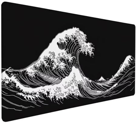 Japan Gaming Mouse Pad 700 x 400 x 3 mm, Extended Large Mouse Mat Wave Desk Mat With Stitched Edges, Waterproof Mousepad, Non-Slip Rubber Base Desk Pad for Home Decor Office Accessories Gifts Z-184