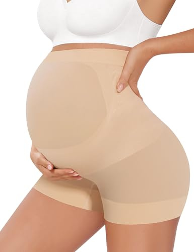 Peauty Maternity Shapewear Maternity Underwear Under Dresses Boyshorts Panties Pregnancy Must Haves Pregnancy Shapewear Summer Pink Baby Shower Dress Photoshoot (Nude M)