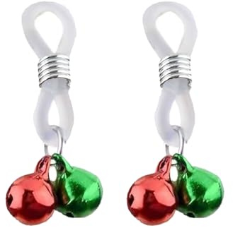 Faux anneaux de téton pour femme - Sans piercing - Boule rouge et verte - Réglable - Bijou de téton pour Noël, festivals, taille unique, Métal, Pas de gemme