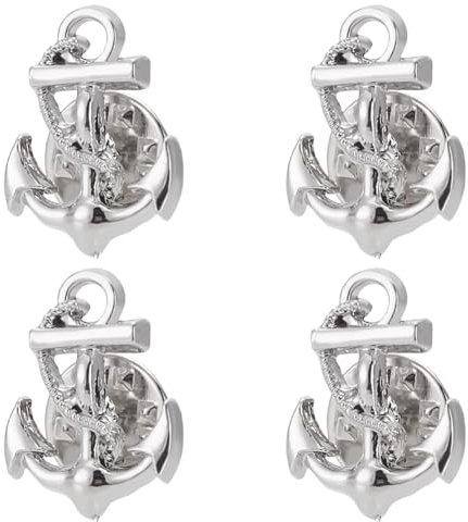 WEBEEDY 4 Broches D'Ancre en Argent 2x1.4 pcs Broches de Revers de (2) cm Broches de Fantaisie Broches de Capitaine Broches Décoratives pour Accessoires de Col de Manteau Veste Chemise Costume Broche