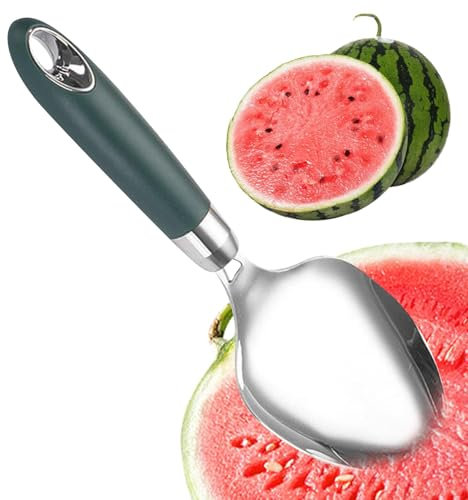 Acunny Mango Cutter Tool, Mango Slicer, Stainless Steel Fruit Splitter, Mango Slicer Spoon with Non-Slip Handle, Dragon Fruit Divider Kitchen Tools with Hanging Ring