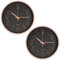 CIMOYBAI 2 pièces pendules murales 20CM, Murale silencieuse sans Tic-tac, Horloge Murale décorative Ronde, pour Chambre, Salon, Cuisine, Bureau, étudiants (Noir Rose)
