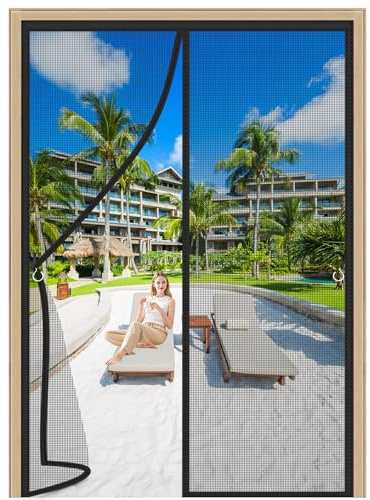 Magnétique Moustiquaire Porte Noir 270x200cm Rideaux Toile Insect Ecran Sans Perçage Fermeture Automatique Moustiquaire Baie Vitree Coulissante pour Portes Exterieur Coulissante Balcon