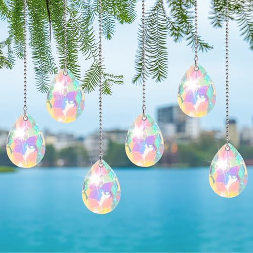 Sonnenfänger Kristall，12 Stück Kristalle zum Aufhängen，38 mm Prisma Kristall Tropfen，Lichtfänger für Kronleuchter Anhänger, Fenster, Garten, Handwerksprojekte，Hochzeit Dekor