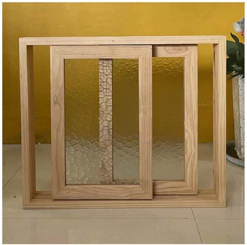 Finestra scorrevole in vetro temperato con telaio in legno con serratura a ghigliottina, ideale per loft, capannoni, casette e piccoli spazi, design personalizzabile