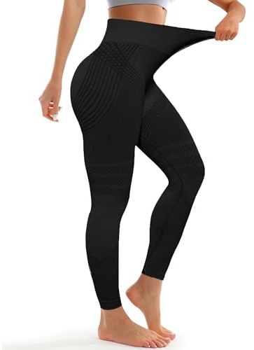 Leggings Anti Cellulite Femme, 3D Legging Compression, Minceur Taille Haute sans Couture, Pantalon de Sport Yoga Fitness Sculptant (FR/ES, Alpha/Lettres, M, Taille Normale, Taille Normale, Noire)