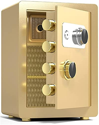 CLSDRZC Feuerfester, wasserdichter, feuerfester und diebstahlsicherer Gold-Sicherheitsaktenschrank aus Stahl für das Heimbüro, großes Fassungsvermögen für den Bargeldgebrauch im Heimbüro (38 x 32 x 45