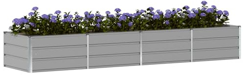 vidaXL Pflanzkübel Hellgrau 320 x 80 x 45 cm Stahl, Garten und Terrasse gestalten, Modern, Langlebig, Umweltfreundliche Lösungen, Außenbereich kreativ aufwerten, Ideen für Dein Zuhause