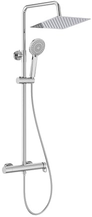 Columna de ducha monomando Roca Vega Plus Square con rociador cuadrado 250x250 mm