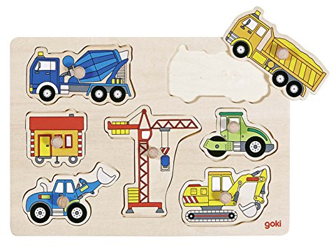 Goki 57593 Steckpuzzle Baufahrzeuge