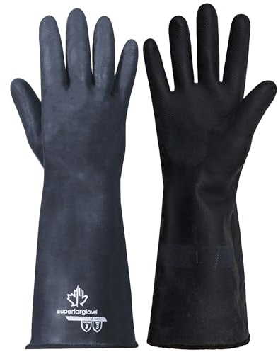 Superior BBQ Gloves - High Heat Resistant Barbecue Gloves for Grills & Smokers (Insulated Lining Protects Hands from Steam - Diamond Grip Finish for Easy Food Handling) Size Medium
