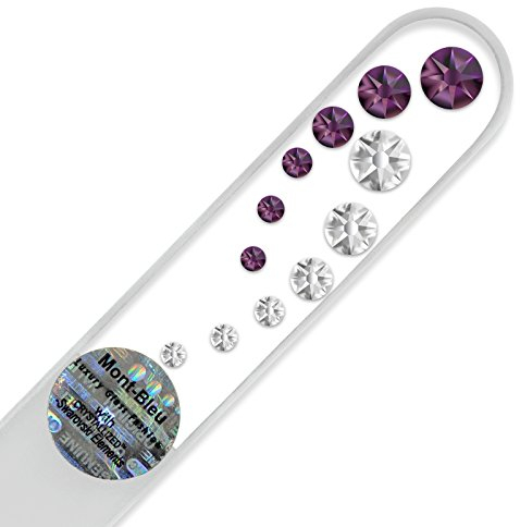 Lima de uñas de cristal decoradas con cristales de Swarovski Elements, con funda de terciopelo negro | Lima de uñas artesanal de auténtico vidrio templado checo con garantía ilimitada