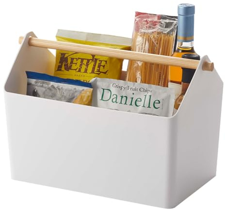 YAMAZAKI 3465 FAVORI Storage Box, white, Polypropylene / Wood, 37 x 21 x 24 cm