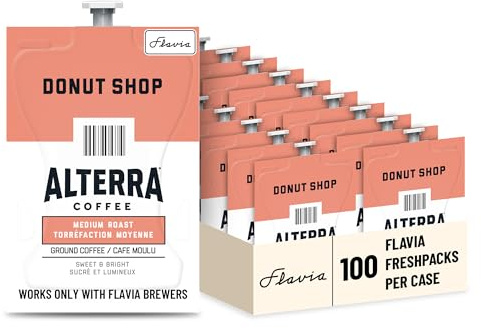 Flavia Alterra Donut Shop Coffee Freshpacks works only with Flavia Brewers, Medium Roast (Case of 100)