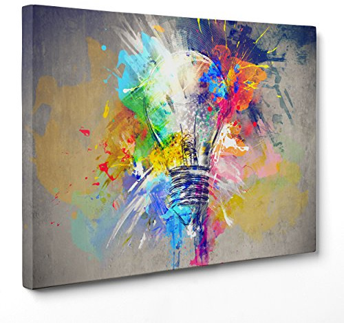 QUADRO SU TELA CANVAS - INTELAIATO - PRONTO DA APPENDERE - Lampadina Idea Concept - Psicologia - Creatività - 50x70cm - Senza Cornice - (cod.2862)