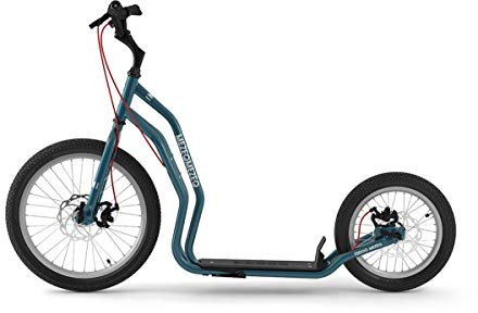 YEDOO Mezeq Tretroller - bis 150 kg, mit Luftreifen 20/16 - Roller Scooter für Erwachsene, Offroad Tretroller mit Ständer und verstellbarem Lenker, Dogscooter mit Scheibenbremse, blau