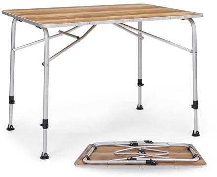 BERGER Livenza Campingtisch - Klapptisch Höhenverstellbar Alu Campingtisch Klappbar Camping Tisch Gartentisch Klappbar - Falttisch Esstisch Balkon Klapptisch Garten Terrasse (Hell, 80 x 60 cm)