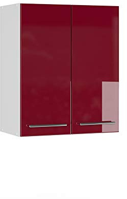 Vicco Hängeschrank Fame-Line, Bordeaux Hochglanz, 60 cm | MDF-Front · Soft-Close · 2 Einlegeböden · Metallgriffe · ✓ Praktischer Stauraum