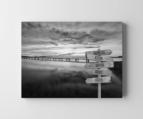 CREATIVA DIGITAL IMPRESION Y DISEÑO Cuadro Personalizado Multinombre | 5 Nombres | 70 x 50 cm | 100% a tu Gusto | Lona y Madera | Ideal para Sorprender a tu Familia | Excelente para Decorar el Salón