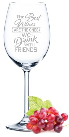 GRAVURZEILE Leonardo Weinglas mit Gravur - The Best Wines are the ones we drink with friends - Lustige Geschenke mit Spruch für Männer & Frauen - Geeignet für Rotwein & Weißwein - Farbe: Daily