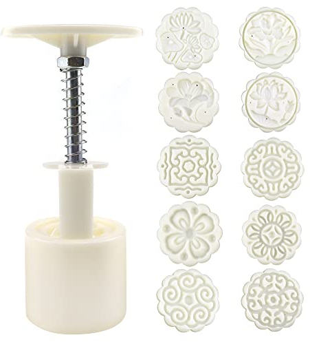 UYUYong Molde para tarta de luna, 50 g, diseño de flor 3D, molde para galletas, sello de mooncake, para 10 hornear, prensa para galletas, postres, hornear