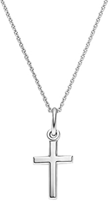 SCHOSCHON Halskette Kreuz Anhänger 925 Silber 15 mm Geschenk Konfirmation | Firmung Kommunion Mädchen