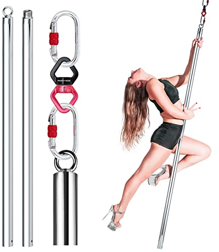 Flying Dance Pole Abnehmbare 360 drehbare Tragbare Aerial Fly Dancing Pole für Performance-Akrobatik-Studio 45mm Silver Flying Pole 2 Meter lang…