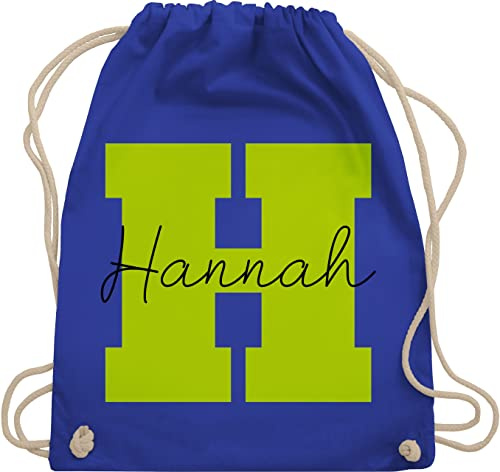 Turnbeutel Rucksack - Buchstabe mit Name - Geschenk mit Namen Persönliches personalisiertes Custom Gift Namen bedrucken Initialen Anfangsbuchstabe Namens Geschenk - Unisize - Royalblau