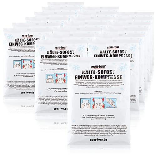 com-four® 20x Einweg Kälte Sofort-Kompresse zum Knicken 15 x 23 cm, Kältepack zum sofortigen Kühlen, Kühlpack für Erste-Hilfe-Maßnahmen, Kühlkissen zur äußerlichen Anwendung (20 Stück - 15x23cm)