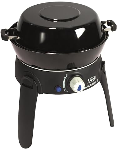 CADAC Safari Chef 30 LP - Lite 28-37mBar - Comprend un support de poêle, une grille de barbecue, une poêle - couvercle et un sac de transport pratique. - Noir - Barbecue