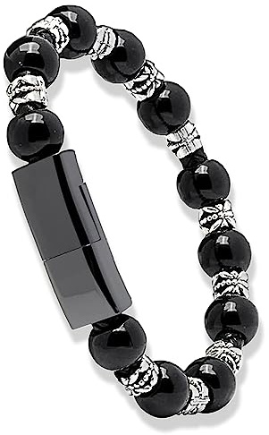 SAMERIO Short Micro USB Charging Cable 22.5 cm Portable Bracelet Charger Fashion Beaded Design Wrist Data Cord Emergency Spare Cable for Android