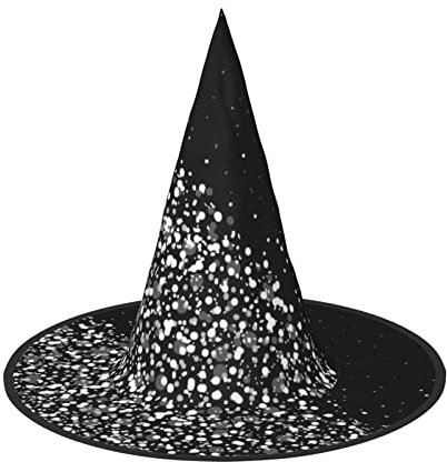 ZISHAK Schwarz-weißer Glitzer, trendiger Halloween-Hexenhut für Frauen – ultimativer Partyhut für das beste Halloween-Kostüm-Ensemble