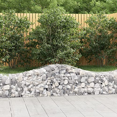 ZEYUAN Gabionen mit Hochbogen 5 STK Gabionenkörbe, Gabionen Hochbeet, Steinkorb, Gabionengitter, Kräuterspirale Für Garten, Drahtkorb Für Pflanzen, 200x50x40/60 cm Verzinktes Eisen