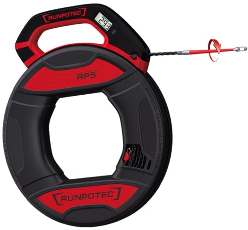 RUNPOTEC - Herramienta de extracción de cables RP5 | 30 m de cable con 3 bandas de plástico especial trenzadas de 5,5 mm de diámetro | ayuda para tirar de cables con punta guía patentada | Incluye