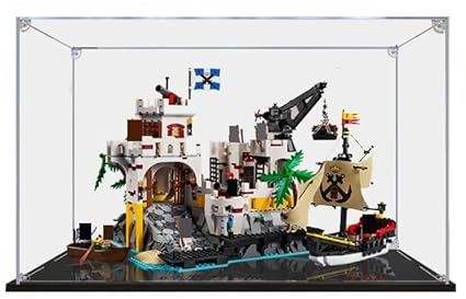 Acryl-Vitrine für Le-go 10320, kompatibel mit Piraten, Eldorado, Festung, Baumodell, transparente Displaybox, Geschenk (nur Vitrine, ohne Modell) (schwarze Unterseite)