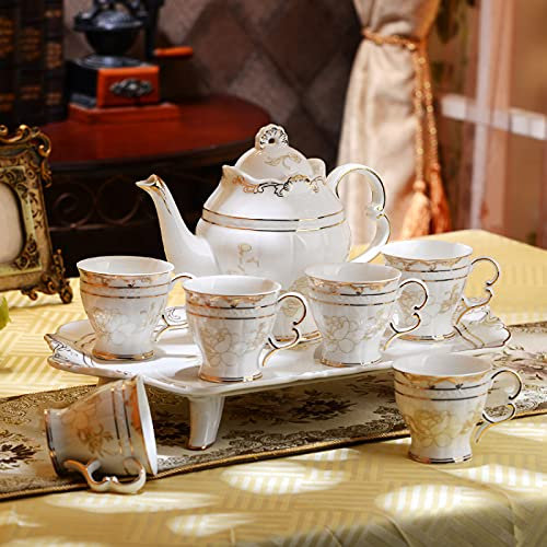 IUBGFTO Juego de té de la Tarde Juego de Tazas de té de Porcelana Juego de Tazas de café Juego de té de la Tarde Juego de Regalo de té Taza de té de Porcelana, C