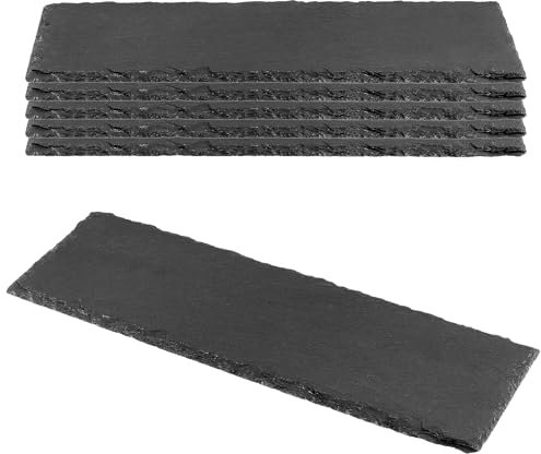 CHEUKYIU 6 unidades de 30 x 10 cm de pizarra negra, pizarra natural, placas rectangulares para filetes, aperitivos sushi
