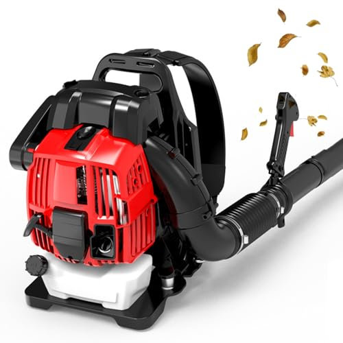 FBJAMZ Souffleur de Feuilles à Dos à Essence, Moteur 4 Temps refroidi par air de 76 CC, avec poignée de régulateur de Vitesse, pour l'entretien des pelouses et Le Nettoyage des Routes