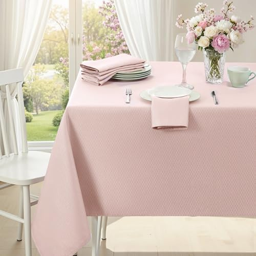 Softalker Tischdecke rosa abwaschbar 140x180 cm rechteckig Frühling Oster wasserabweisend abwischbar Tischdecken Tischtuch Table Cloth für Outdoor Draußen Frauen Garten Couchtisch Mädchenzimmer