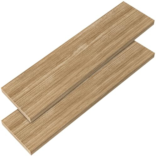 Casaria® 2X Wandregal Holz Eiche Regal mit Halterung 15kg Tragkraft Hängeregal Küche Wohnzimmer Flur Wand Schweberegal Bücherregal Regalbrett Schwebend 90cm